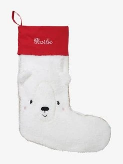 Chaussette De Noël Ours En Bouclette Personnalisable Blanc - Vertbaudet -Vertbaudet Magasin chaussette de noel ours en bouclette personnalisable 3