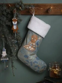 Chaussette De Noël Renard Scandinave Vert / Bleu - Vertbaudet