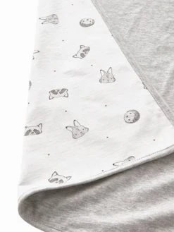 Couverture Bébé En Maille Jersey Coton Bio* MINI COMPAGNIE écru / Gris Chiné - Vertbaudet -Vertbaudet Magasin couverture bebe en maille jersey coton bio mini compagnie 2