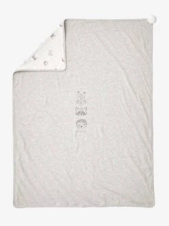 Couverture Bébé En Maille Jersey Coton Bio* MINI COMPAGNIE écru / Gris Chiné - Vertbaudet -Vertbaudet Magasin couverture bebe en maille jersey coton bio mini compagnie 4