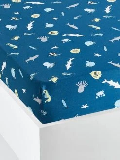 Drap-housse Enfant FONDS MARINS Bleu - Vertbaudet