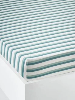 Drap-housse Enfant QUEL CHANTIER ! écru / Vert - Vertbaudet