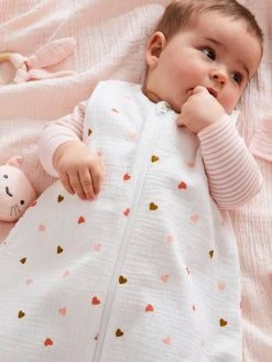 Gigoteuse Spécial été En Gaze De Coton PETITS COEURS Personnalisable écru / Coeur - Vertbaudet -Vertbaudet Magasin gigoteuse special ete en gaze de coton petits coeurs personnalisable 3