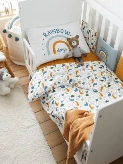 Housse De Couette Bébé MINI ZOO Blanc / Multicolore - Vertbaudet -Vertbaudet Magasin housse de couette bebe mini zoo 3