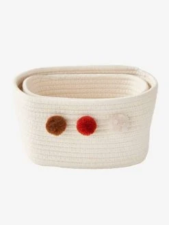 Lot De 2 Paniers En Corde à Pompons Beige - Vertbaudet -Vertbaudet Magasin lot de 2 paniers en corde a pompons 2