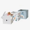 Lot De 3 Bacs De Rangement En Tissu MINI ZOO Bleu Grisé - Vertbaudet -Vertbaudet Magasin lot de 3 bacs de rangement en tissu mini zoo