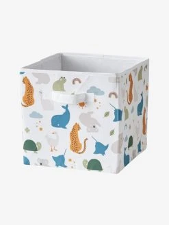 Lot De 3 Bacs De Rangement En Tissu MINI ZOO Bleu Grisé - Vertbaudet -Vertbaudet Magasin lot de 3 bacs de rangement en tissu mini zoo 2