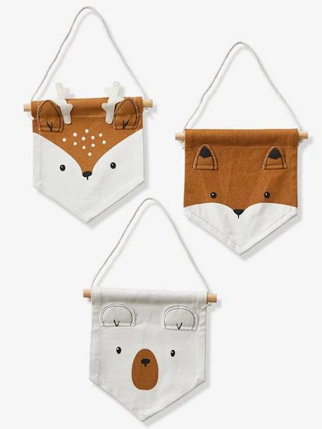 Lot De 3 Fanions Animaux GREEN FOREST Blanc - Vertbaudet 3 Lot De 3 Fanions Animaux GREEN FOREST Blanc - Vertbaudet