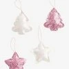 Lot De 4 Décorations De Noël Glitter Rose - Vertbaudet -Vertbaudet Magasin lot de 4 decorations de noel glitter