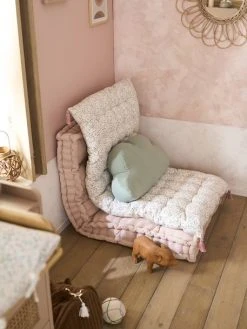 Matelas De Sol Avec Pompons FLEURETTES écru / Multicolore - Vertbaudet -Vertbaudet Magasin matelas de sol avec pompons fleurettes 3