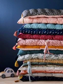 Matelas De Sol Avec Pompons FLEURETTES écru / Multicolore - Vertbaudet -Vertbaudet Magasin matelas de sol avec pompons fleurettes 4