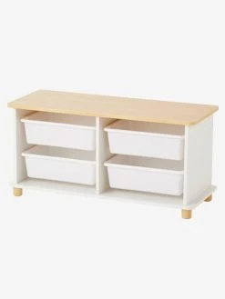 Meuble De Rangement + 4 Bacs LIGNE PTILOU Blanc/bois - Vertbaudet -Vertbaudet Magasin meuble de rangement 4 bacs ligne ptilou 2