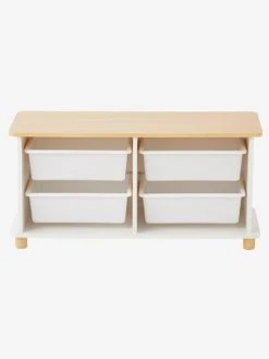 Meuble De Rangement + 4 Bacs LIGNE PTILOU Blanc/bois - Vertbaudet -Vertbaudet Magasin meuble de rangement 4 bacs ligne ptilou 3