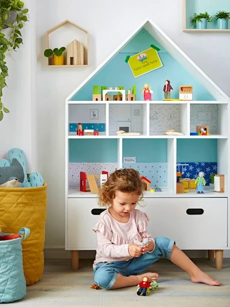 Meuble De Rangement 9 Cases Maison Blanc/bleu - Vertbaudet 7 Meuble De Rangement 9 Cases Maison Blanc/bleu - Vertbaudet – Image 5