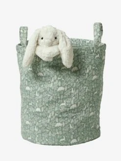 Panier En Gaze De Coton DANS LES BOIS Bleu Grisé - Vertbaudet -Vertbaudet Magasin panier en gaze de coton dans les bois 1