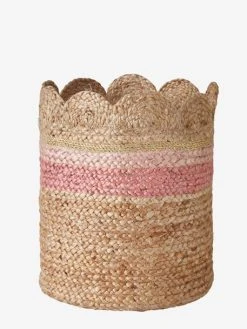 Panier En Jute Festonné Fiore Osier/rose - Vertbaudet -Vertbaudet Magasin panier en jute festonne fiore 1