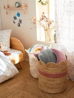 Panier En Jute Festonné Fiore Osier/rose - Vertbaudet -Vertbaudet Magasin panier en jute festonne fiore 3