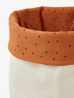 Panier Réversible Fausse Fourrure Bouclette Blanc/caramel Imprimé - Vertbaudet -Vertbaudet Magasin panier reversible fausse fourrure bouclette 1