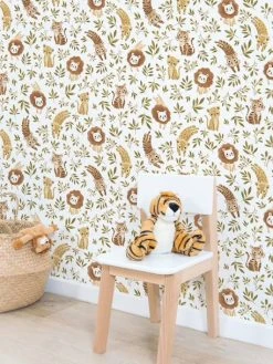 Papier Peint Animaux Savane Felidae LILIPINSO Bronze - Lilipinso -Vertbaudet Magasin papier peint animaux savane felidae lilipinso 2