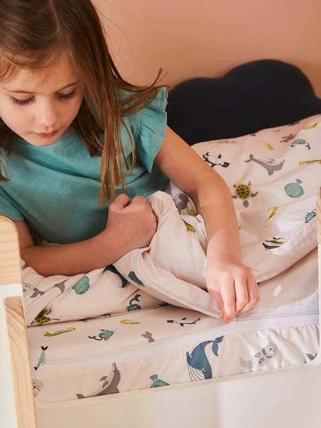 Parure Caradou "facile à Border" Sans Couette ABECEDAIRE MARIN Ivoire Imprimé Animaux - Vertbaudet 5 Parure Caradou "facile à Border" Sans Couette ABECEDAIRE MARIN Ivoire Imprimé Animaux - Vertbaudet – Image 3