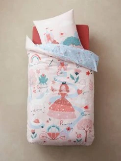 Parure Housse De Couette + Taie D'oreiller Enfant ABC PRINCESSE Mauve - Vertbaudet -Vertbaudet Magasin parure housse de couette taie doreiller enfant abc princesse 1