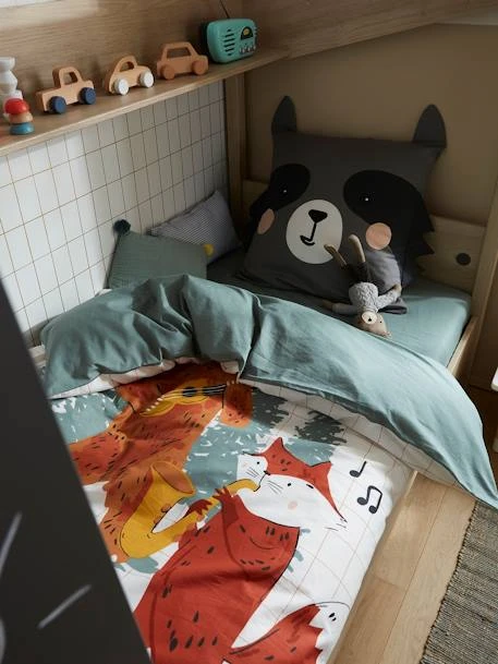 Parure Housse De Couette + Taie D'oreiller Enfant En Coton Bio* FOREST BAND écru / Multicolore - Vertbaudet 8 Parure Housse De Couette + Taie D'oreiller Enfant En Coton Bio* FOREST BAND écru / Multicolore - Vertbaudet – Image 6