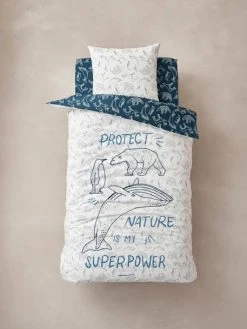 Parure Housse De Couette + Taie D'oreiller Enfant En Coton Bio* Ô MA BANQUISE Marine / écru - Vertbaudet -Vertbaudet Magasin parure housse de couette taie doreiller enfant en coton bio o ma banquise 1