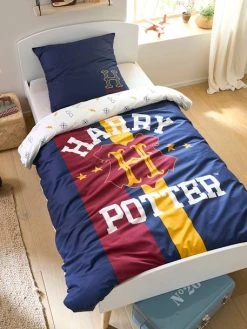 Parure Housse De Couette + Taie D'oreiller Enfant Harry Potter® Bleu Fonce Imprime - Harry Potter