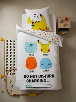 Parure Housse De Couette + Taie D'oreiller Enfant Pokemon® Blanc Aop - Pokemon -Vertbaudet Magasin parure housse de couette taie doreiller enfant pokemon 2