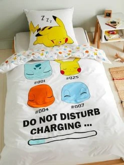 Parure Housse De Couette + Taie D'oreiller Enfant Pokemon® Blanc Aop - Pokemon