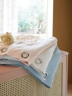 Rideau Tamisant En Gaze De Coton Bleu Grisé - Vertbaudet -Vertbaudet Magasin rideau tamisant en gaze de coton 3