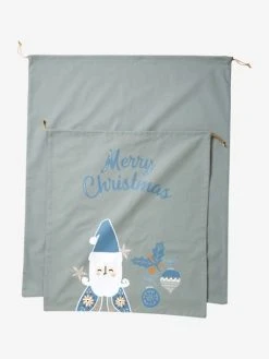 Sac à Jouets Père Noël Scandinave Vert / Bleu - Vertbaudet -Vertbaudet Magasin sac a jouets pere noel scandinave 1