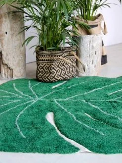 Tapis Coton Lavable Feuille Monstera LORENA CANALS Vert - Lorena Canals -Vertbaudet Magasin tapis coton lavable feuille monstera lorena canals 2