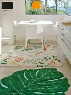 Tapis Coton Lavable Feuille Monstera LORENA CANALS Vert - Lorena Canals -Vertbaudet Magasin tapis coton lavable feuille monstera lorena canals 3