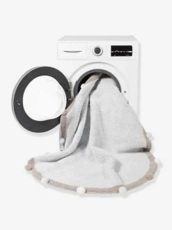 Tapis Coton Lavable Rond Avec Pompons LORENA CANALS Bleu Grisé - Lorena Canals -Vertbaudet Magasin tapis coton lavable rond avec pompons lorena canals 4