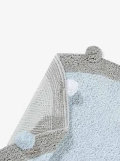 Tapis Coton Lavable Rond Avec Pompons LORENA CANALS Bleu Grisé - Lorena Canals -Vertbaudet Magasin tapis coton lavable rond avec pompons lorena canals 5