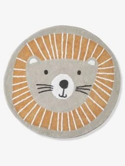 Tapis Rond Lavable Lion Gris / Orange - Vertbaudet